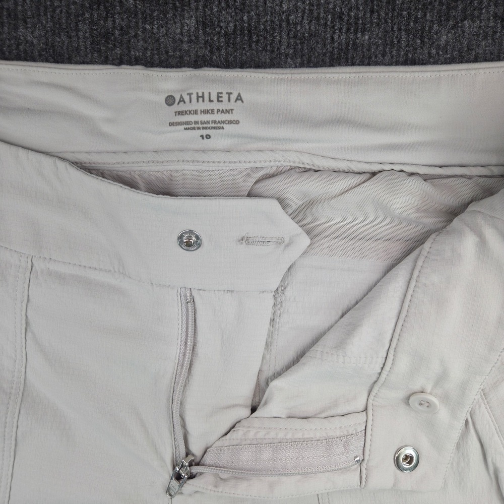 Athleta Trekkie Hike Pant Womens 10 Beige Nylon Stretch Cargo Utility Outdoor